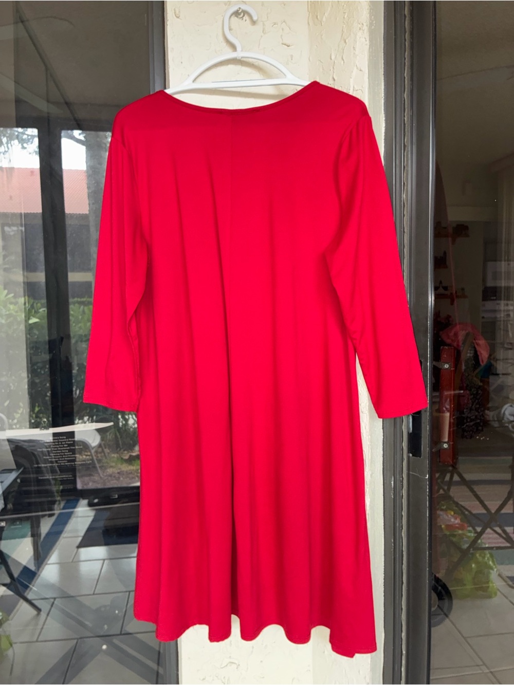 Red Long-Sleeve Swing Dress by - Picture 3 of 3